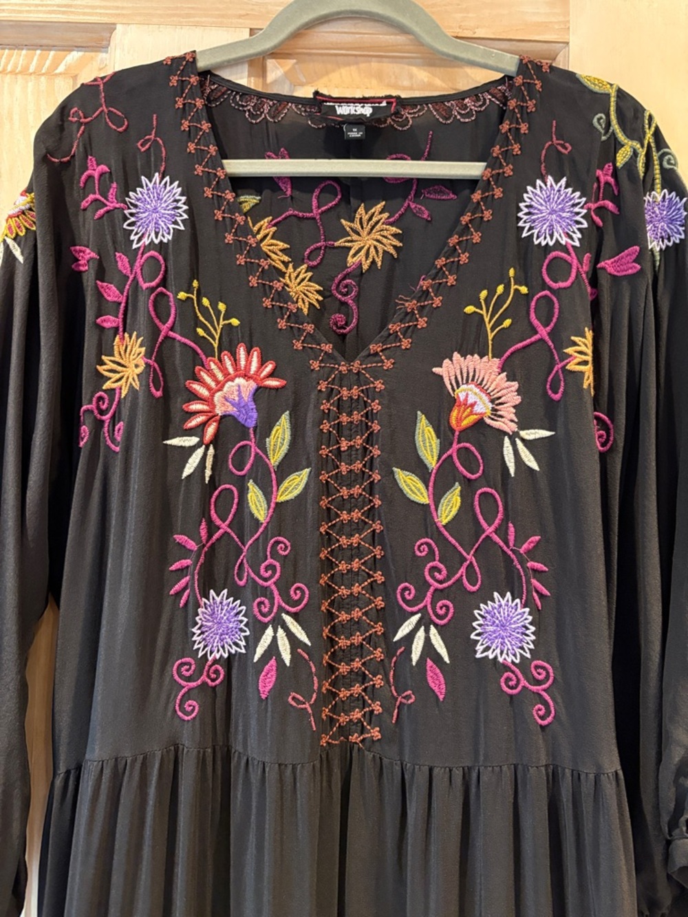 Johnny Was Black Toni Dolman Maxi Dress with Embroidery 1X - Picture 3 of 10